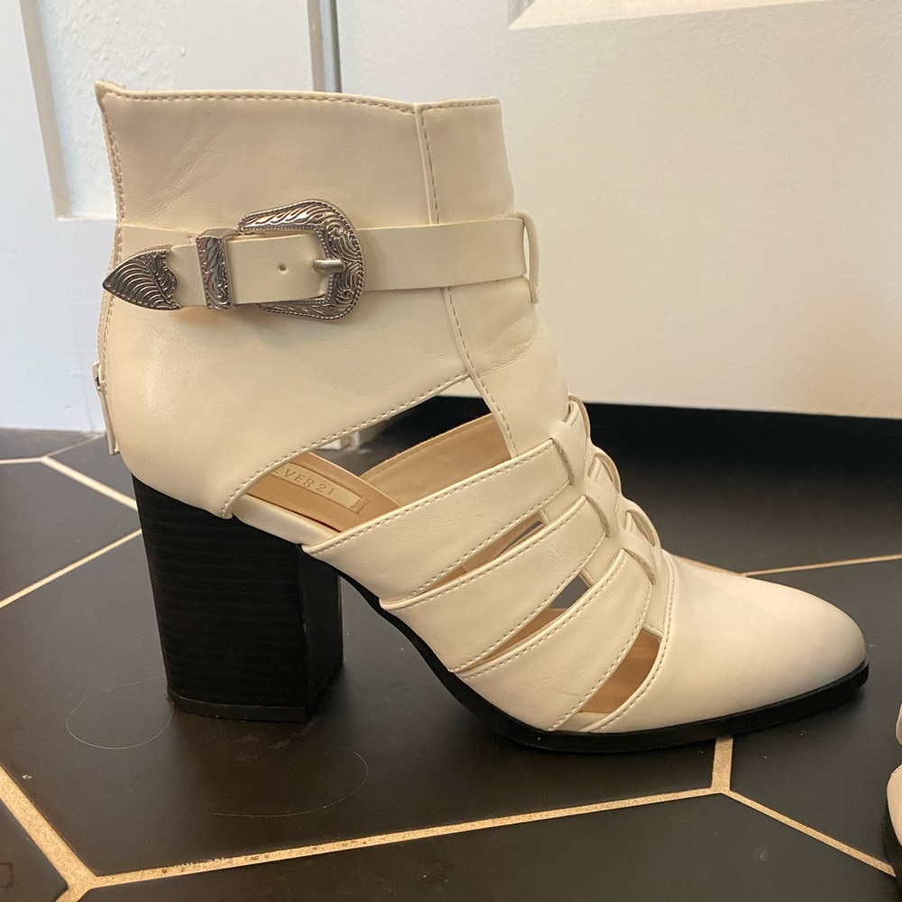 White ankle booties